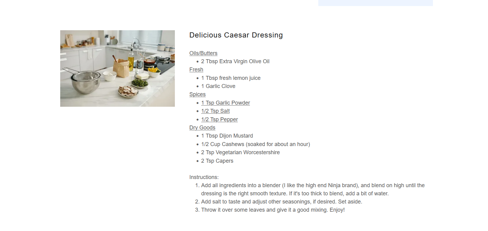 Delicious Caesar Dressing