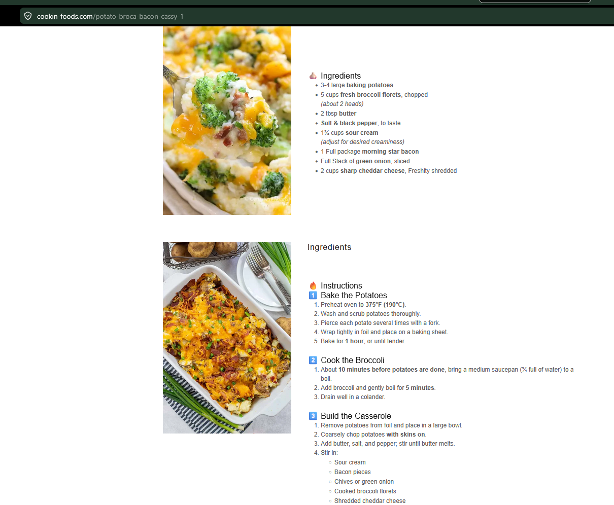 Potato Broccoli Bacon Casserole